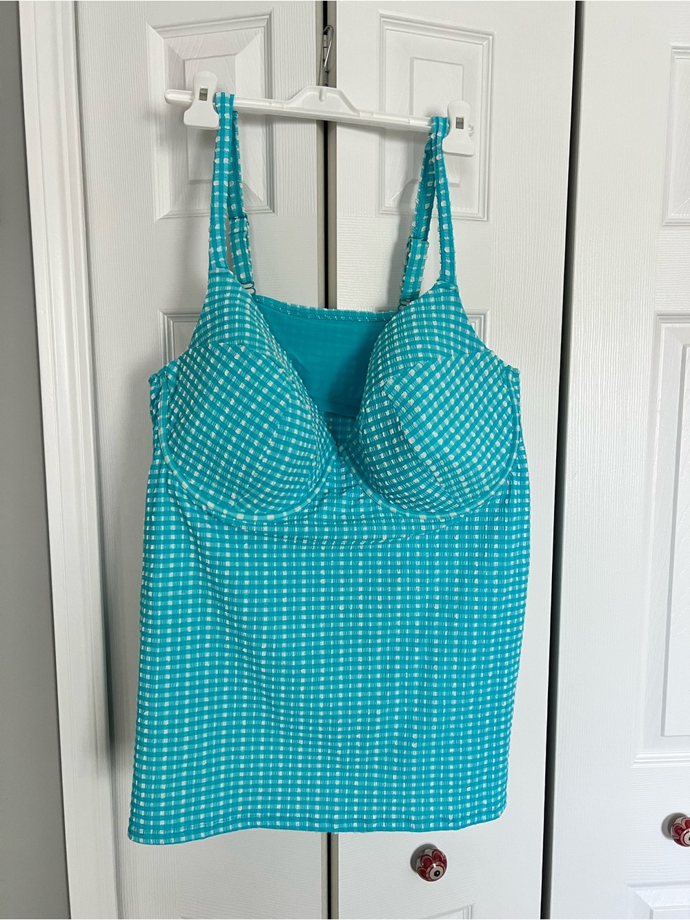 Lane Bryant Turquoise Check Underwire Swim Top/Cami